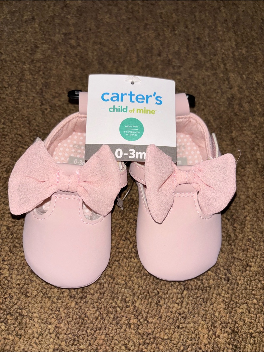 Carter's Pink Bow Baby Walker Shoes